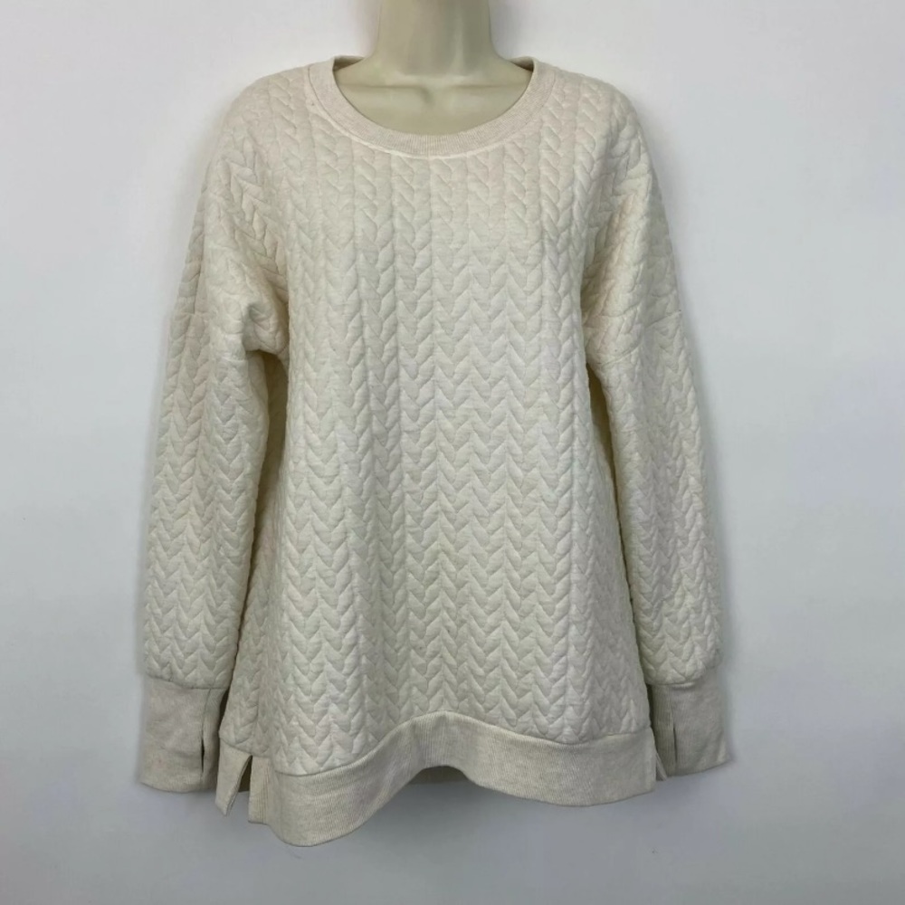Mondetta Large pullover sweatshirt cream texture long sleeved Performance Luxury